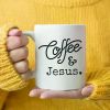 coffee Jesus | Charming White 11oz Ceramic Mug. Boasts a classic look. Measures 14x11x10. Crafted from durable