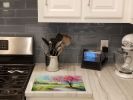 NEW Michigan Apple Blossoms in Watercolor Glass Cutting Board Decorative Tempered Glass Kitchen Cutting and Serving Board Large Size Chopping Board