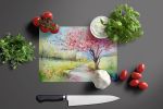 NEW Michigan Apple Blossoms in Watercolor Glass Cutting Board Decorative Tempered Glass Kitchen Cutting and Serving Board Large Size Chopping Board