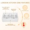 33 Inch White Farmhouse Apron Front Ceramic Kitchen Sink Double Bowl with Bottom Grid