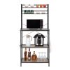 5-Tier Kitchen Bakers Rack with 10 S-Shaped Hooks, Industrial Microwave Oven Stand, Free Standing Kitchen Utility Cart Storage Shelf Organizer (Rustic