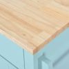 Kitchen Cart with Rubber wood Drop-Leaf Countertop, Concealed sliding barn door adjustable height,Kitchen Island on 4 Wheels with Storage Cabinet and