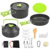 Camping Cooking Ware Set of 16Pcs Camping Stove Cookware Kit Aluminum Kettle with Bowls Knife Fork Spoon Carabiner Spatula Cutting Board for Hiking Pi