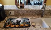 Cairn Terrier Spooky Halloween Dish Drying Mat Absorbent Dish Drying Mat Pad for Kitchen Counter Dish Drainer Mat for Countertop, 14 x 21", Multicolor