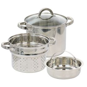 Oster Sangerfield 5 Quart Stainless  Pasta Pot with Steamer Insert and Basket (Option: No Strainer Lid, Color: Stainless Steel)