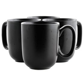 Our Table Landon 4 Piece 15 Ounce Round Stoneware Mug Set in (Color: Pepper)