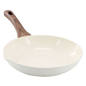 Oster Amberg Choice 12 Inch Ceramic Nonstick Forged Aluminum Frying Pan in (Color: Off-White, size: 12 Inch)