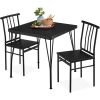 Modern 3-Piece Metal Frame Dining Set with  Wood Top Table and 2 Chairs
