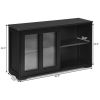 Wood Buffet Kitchen Dining Sideboard Storage Cabinet w/ Glass Sliding Door