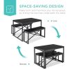 Modern 3-Piece Dining Set - Metal Frame  Wood Top Table and 2 Bench Chairs
