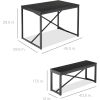 Modern 3-Piece Dining Set - Metal Frame  Wood Top Table and 2 Bench Chairs
