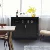 Wood 2-Door Dining Buffet Sideboard Cabinet with Open Storage Shelf