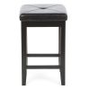 Set of 2 -  Bar Stools 24-inch High w/ Cushion Faux Leather Seat