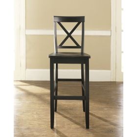 Set of 2 - X-Back Solid Wood 30-inch Barstools in  Finish (Color: Black)