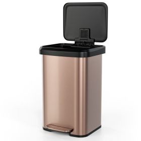 13-Gallon Copper  Stainless Steel Step Trash Can with Soft Close Lid (Option: Soft Close Lid, Color: Gold)