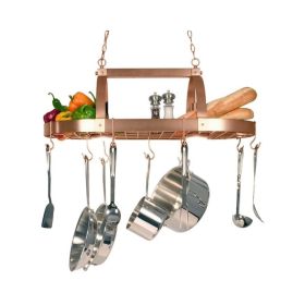 Rustic 2 Light 10 Hook Ceiling Mounted Hanging Pot Rack (Color: Copper)