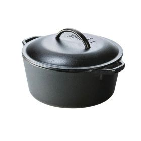 5-Quart  Cast Iron Dutch Oven with Lid for Oven Stove Grill or Campfire (Option: Grill Or Campfire, Color: Black)