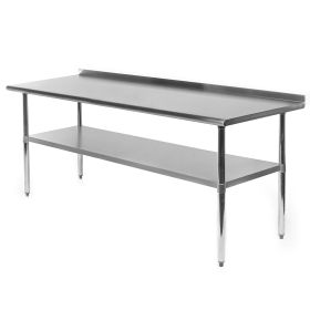 Stainless Steel 72 x 24 inch Kitchen Prep Work Table with Backsplash (size: 72 X 24)