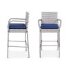 Set of 2  Indoor/Outdoor Wicker Bar Stools w/ 2 Blue Cushions