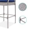 Set of 2  Indoor/Outdoor Wicker Bar Stools w/ 2 Blue Cushions