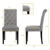 Set of 2  Linen Button Tufted Dining Chair with Wood Legs