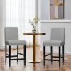 Set of 2 Modern Kitchen Dining Barstools w/ Black Wood Legs and  Linen Seat