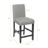 Set of 2 Modern Kitchen Dining Barstools w/ Black Wood Legs and  Linen Seat