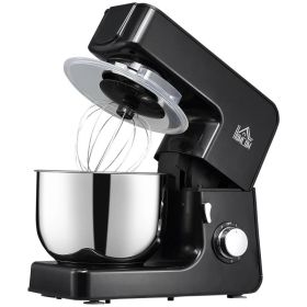 Stainless Steel 6 Quart Bowl Tilt 600W Electric Kitchen Food Dough Mixer (Color: Black)