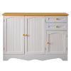 Sideboard Buffet Cabinet with Light Wood Finish Top and Knobs