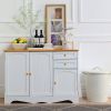 Sideboard Buffet Cabinet with Light Wood Finish Top and Knobs