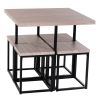 Farmhouse 5 Piece Square  Wood Steel Kitchen Dining Set