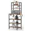 Modern  Metal Wood Kitchen Baker's Rack Shelf Microwave Stand