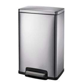 13-Gallon Kitchen Trash Can with Step Lid in Stainless  Finish (Color: Steel Finish)