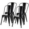 Set of 4 Indoor Outdoor  Metal Stacking Bistro Dining Chairs