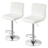 Set of 2 Modern Adjustable Height Bar Stool with PU Leather Swivel Seat
