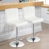 Set of 2 Modern Adjustable Height Bar Stool with PU Leather Swivel Seat
