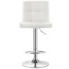 Set of 2 Modern Adjustable Height Bar Stool with PU Leather Swivel Seat