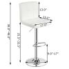 Set of 2 Modern Adjustable Height Bar Stool with PU Leather Swivel Seat
