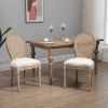 Set of 2 Vintage Upholstered Armless Rattan Back Dining Chairs