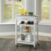 Stainless Steel Top  Wood Kitchen Island Storage Cart
