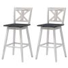 Set of 2  Wood 29-in Modern Kitchen Dining Farmhouse Swivel Seat Barstool