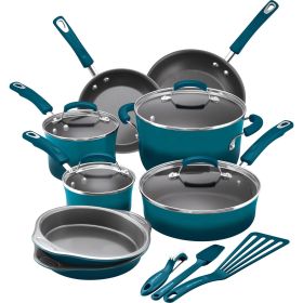 Nonstick pans pans 15-piece set (Color: Ocean blue)