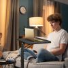Folding Tray Table Portable Sofa TV Tray Laptop Desk C Side Adjustable Eating Dinner Coffee Table with 3 Adjustable Heights 3 Angles 55lbs Load Bearin