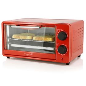 MegaChef 9.5 Quart Electric Counter Top Toaster Oven in Matte Black (Color: Red)